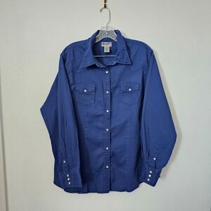 Wrangler Women's Pearl Snap Longsleeve Shirt‎ Size XXL Blue